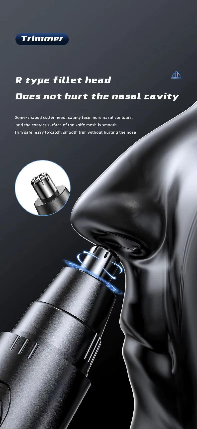Absolute Black Electric Nose Hair Trimmer Ear and Nose Hair Trimmer Professional Painless Nose Hair Trimmer For Men And Women